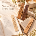 Ravorixa™ Flora Mark – Botanical Engraved Wooden Bookmark Set of 4, Minimalist Nature-Inspired Page Markers for Books, Journals & Thoughtful Gifts
