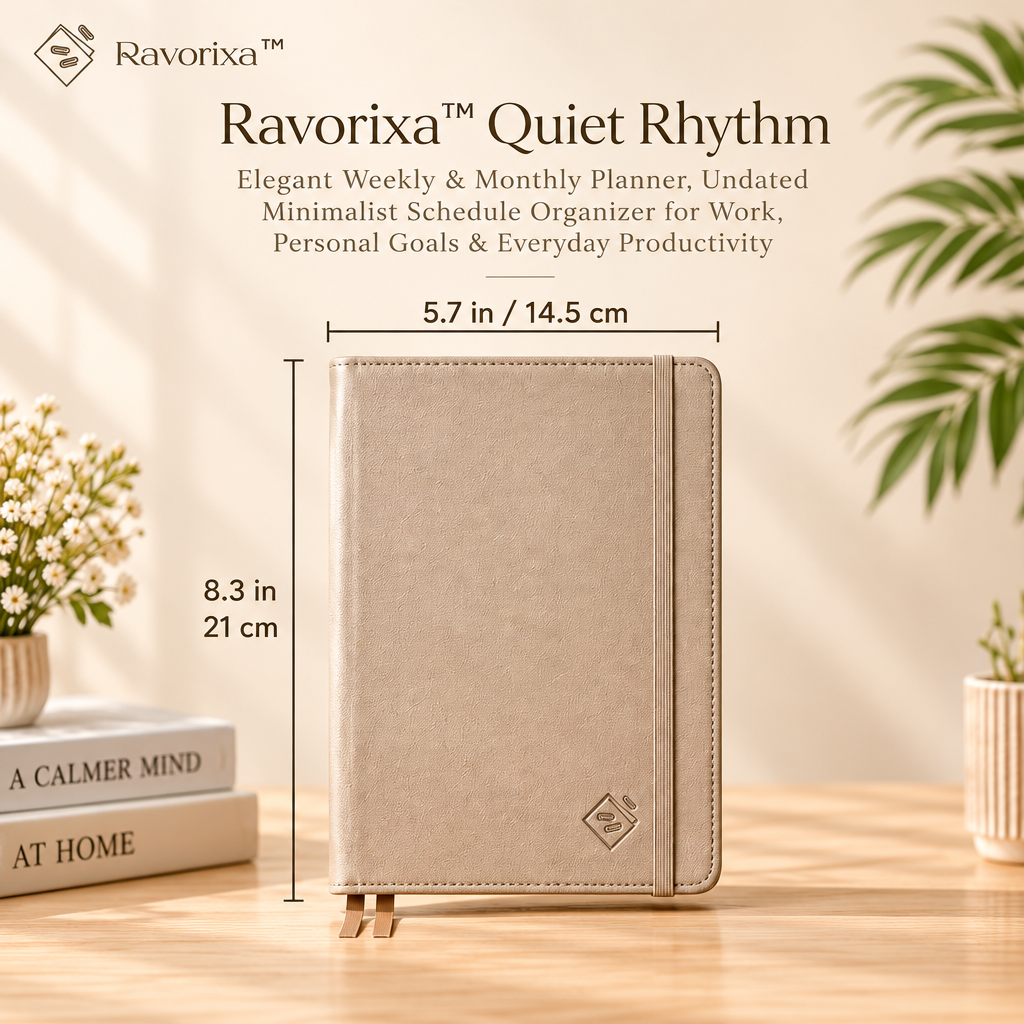 Ravorixa™ Quiet Rhythm – Elegant Weekly & Monthly Planner, Undated Minimalist Schedule Organizer for Work, Personal Goals & Everyday Productivity