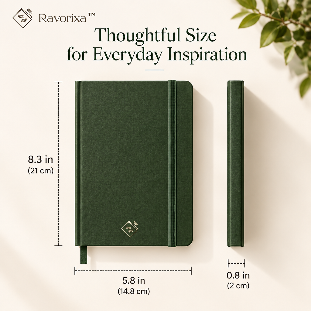 Ravorixa™ Stillwood Journal – Minimalist Lay-Flat Dotted Notebook, Premium Hardcover Bullet Journal for Creative Writing, Sketching & Personal Organization