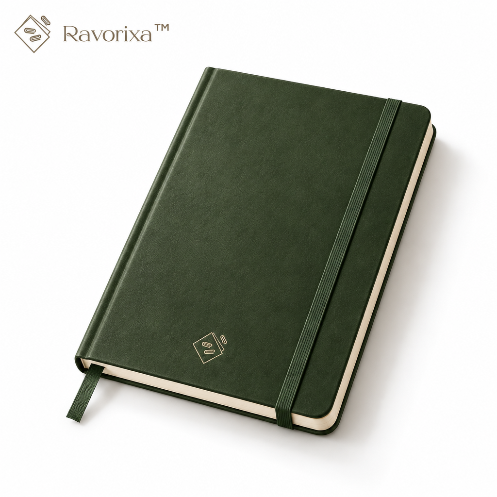 Ravorixa™ Stillwood Journal – Minimalist Lay-Flat Dotted Notebook, Premium Hardcover Bullet Journal for Creative Writing, Sketching & Personal Organization